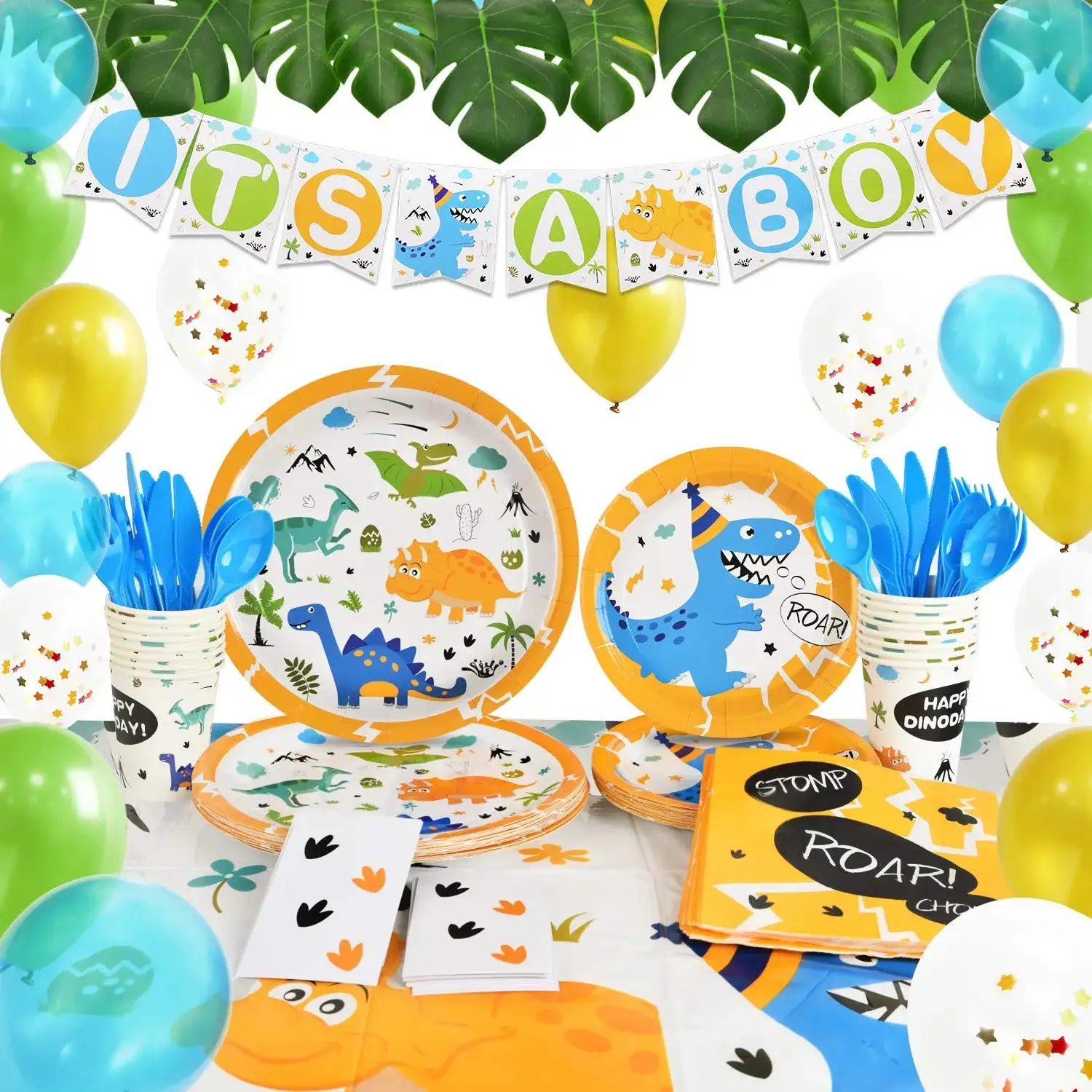 WERNNSAI dinosaur party tableware kit