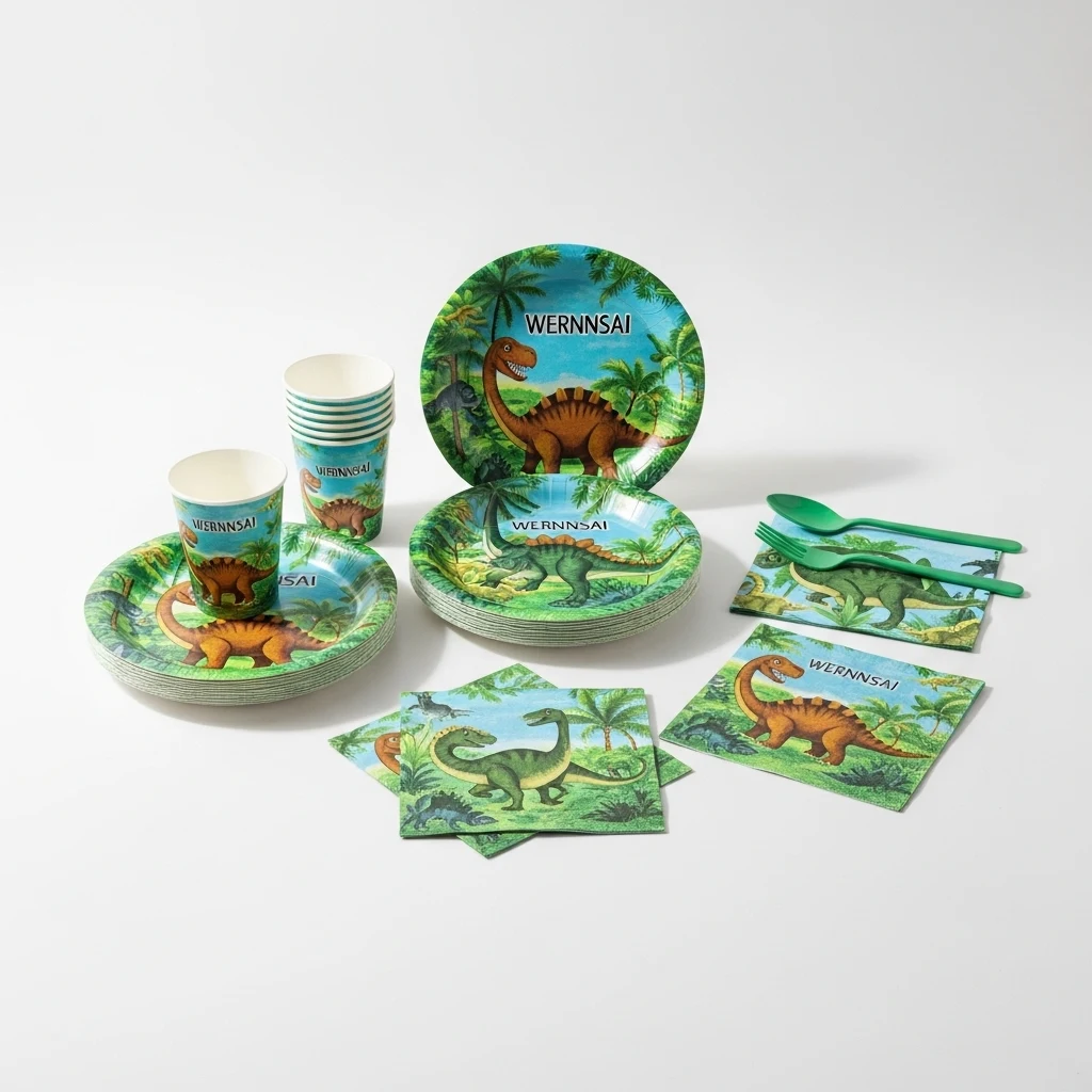WERNNSAI dinosaur party tableware kit image 2