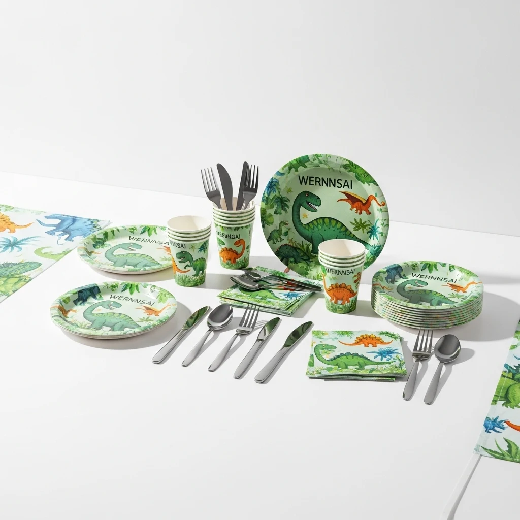 WERNNSAI dinosaur party tableware kit image 3